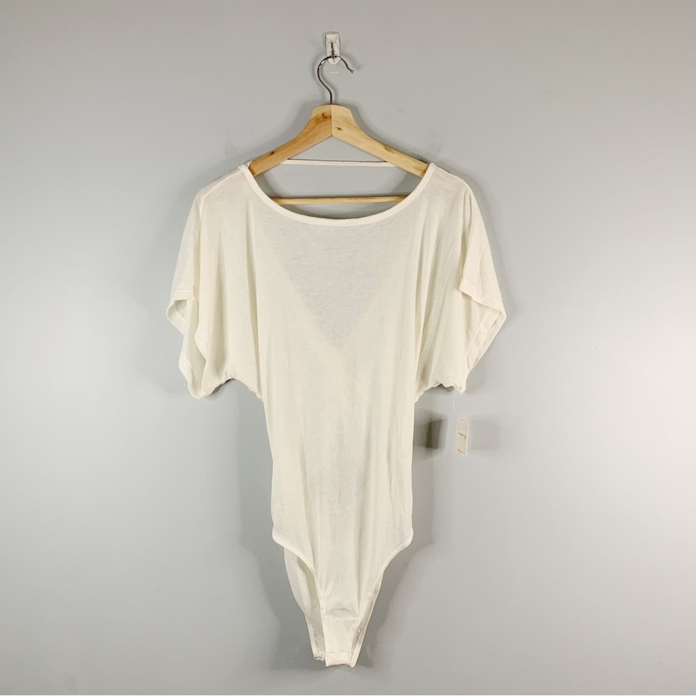 Free People Intimately Bodysuit Martini Twist S Small Cutout Ivory NWT Open Back
